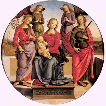 Pietro Perugino : Madonna Enthroned with Child and Two Saints